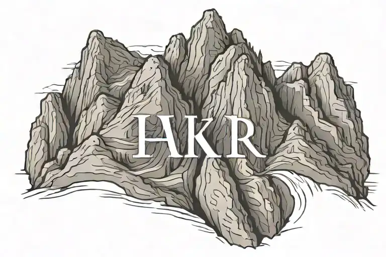 kids initials carved in the side of a mountain tattoo design idea