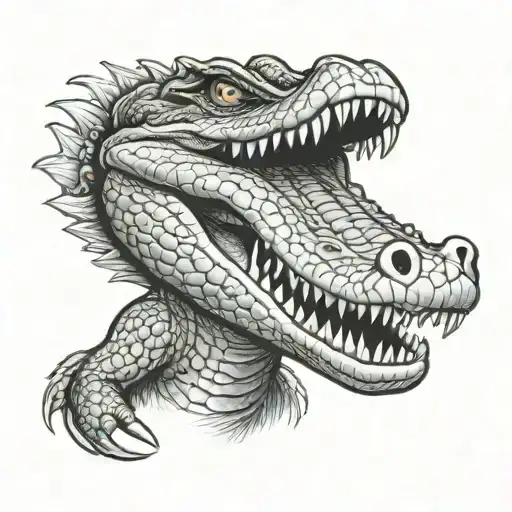University of Miami mascot holding in right hand a gator's head  tattoo design idea