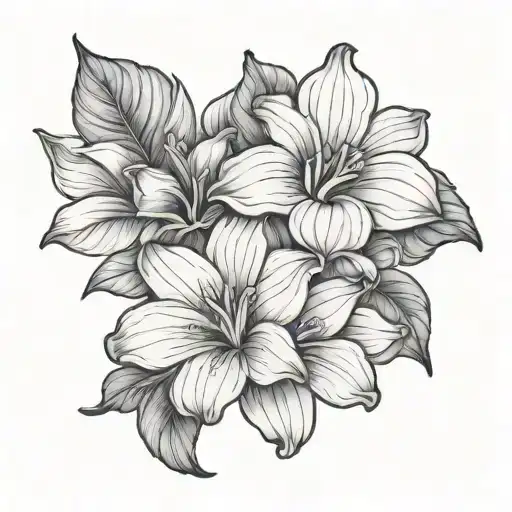 Orhidee and Petunia Flower tattoo design idea