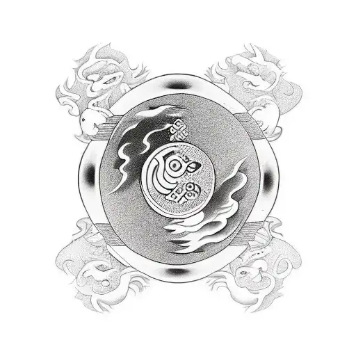 Yin yang symbol with rubber ducks as the opposing elements tattoo design idea