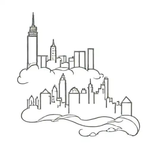 City Skyline in stamp tattoo tattoo design idea