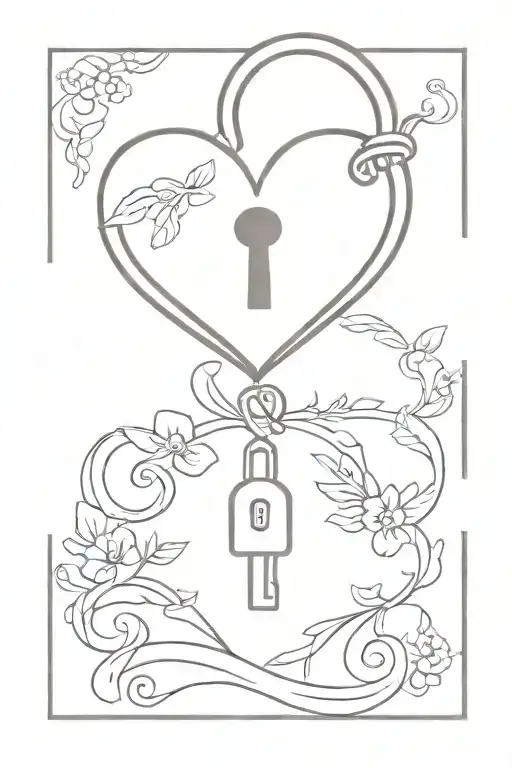 name tatoo with heart shaped lock tattoo design idea