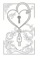 name tatoo with heart shaped lock tattoo design idea