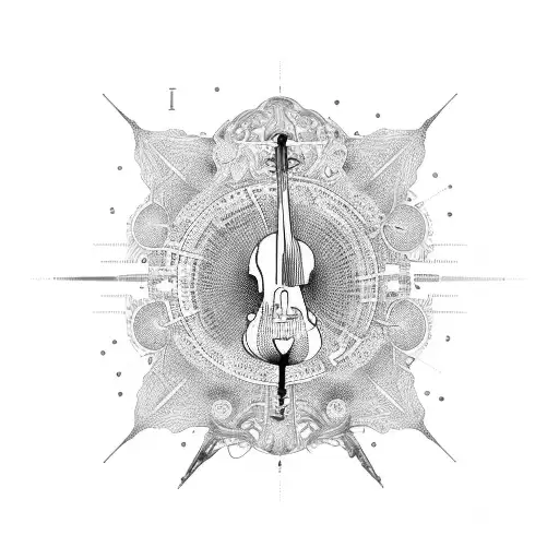 A financial graph made up of musical instruments tattoo design idea