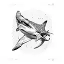 Leopard sharks around the elbow tattoo design idea