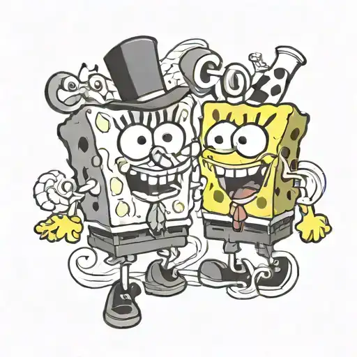 SpongeBob and Patrick with the word, goofy goober tattoo design idea