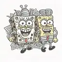 SpongeBob and Patrick with the word, goofy goober tattoo design idea
