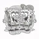 SpongeBob and Patrick with the word, goofy goober tattoo design idea