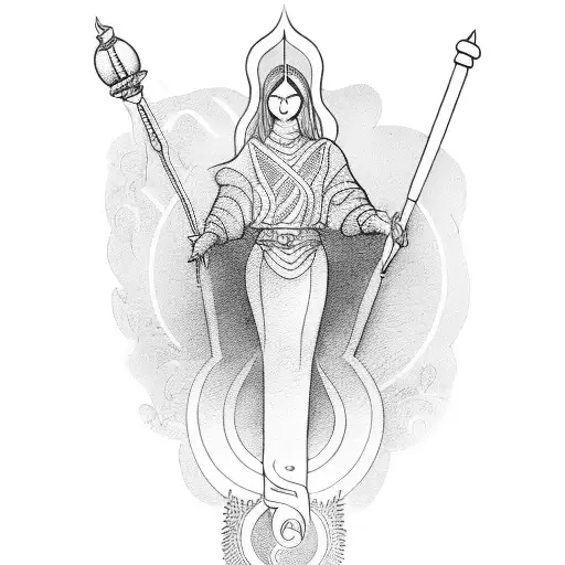 a balance in her hand tattoo design idea