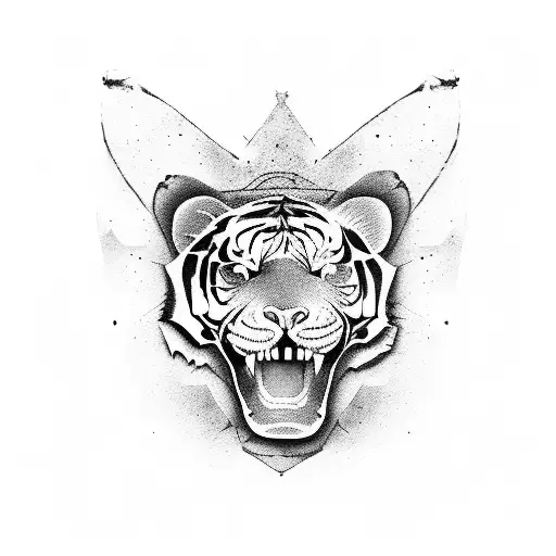 A boxer's glove transformed into a tiger's head tattoo design idea