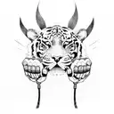 A boxer's glove transformed into a tiger's head tattoo design idea