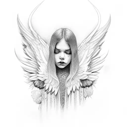 angel crying blood tattoo design idea
