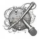 An intricate equalizer design intertwined with microphone cables, creating a dynamic and visually striking composition tattoo design idea