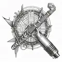 An intricate equalizer design intertwined with microphone cables, creating a dynamic and visually striking composition tattoo design idea