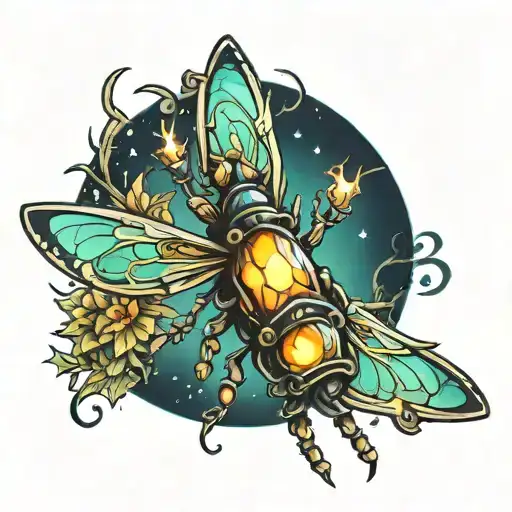 firefly glowing tattoo design idea