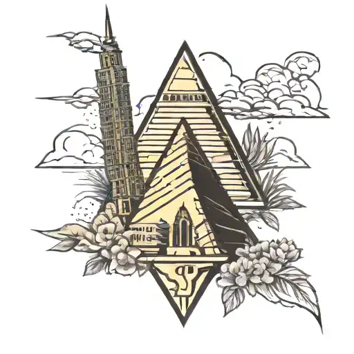 pyramid burj khalifa las vegas skyline tattoo design idea
