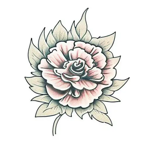 marigold and carnation flower  tattoo design idea