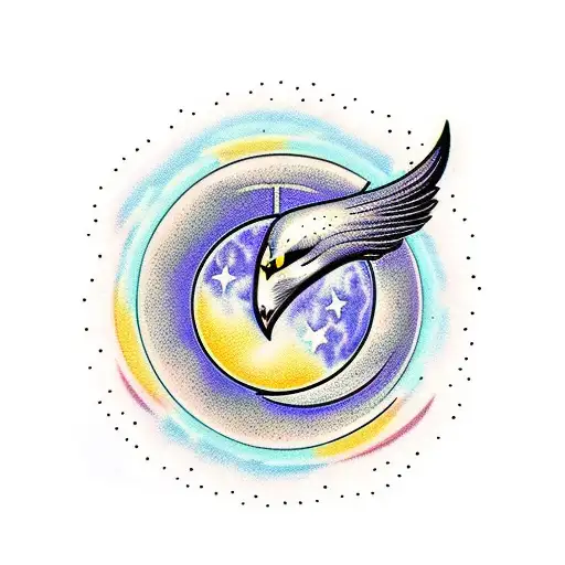 moon sickle, night, nature and calendulas  tattoo design idea