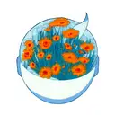 moon and calendulas  tattoo design idea