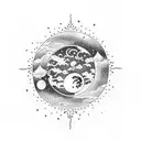 moon sickle, night, nature and calendulas  tattoo design idea