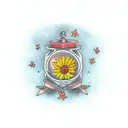 night landscape with calendulas tattoo design idea