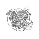 night landscape with calendulas tattoo design idea