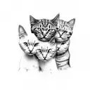 3 headed cat tattoo design idea