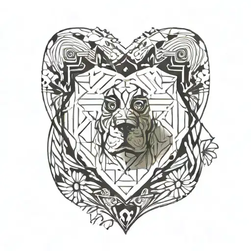 heart and paw print tattoo design idea