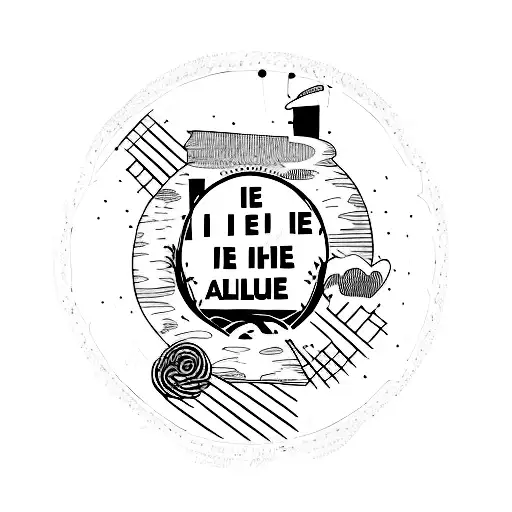 vintage house with the lyrics this is a place where I don't feel alone tattoo design idea