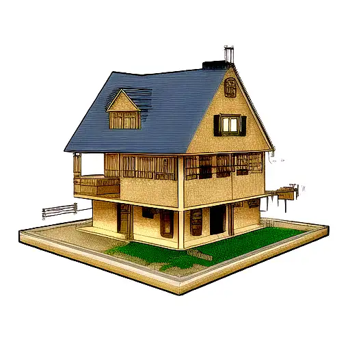 building a house tattoo design idea