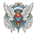 diamond angel wings red and blue chest tattoo design idea