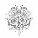 tattoo design, a snake sliding horizontally around thorns, outline, fineline tattoo design idea