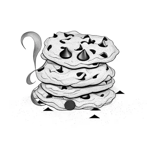 Chocolate chip cookie with pregnancy and infant loss ribbon on the front tattoo design idea