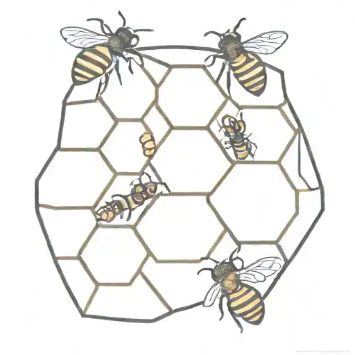 honeybees and a bee hive honey colm tattoo design idea