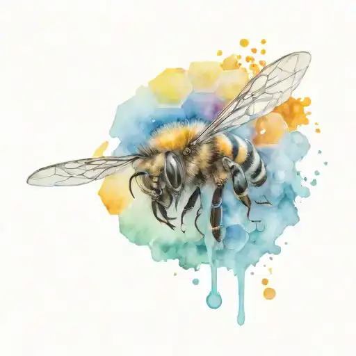 honeybees and a bee hive honey colm tattoo design idea