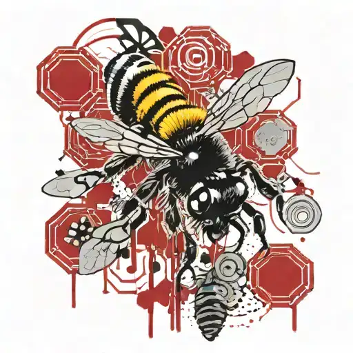 honeybees and a bee hive honey colm tattoo design idea