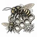 honeybees and a bee hive honey colm tattoo design idea