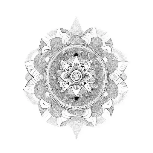 mayas tribu flower mandala  tattoo design idea