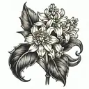 black and white hyacinth flower  tattoo design idea