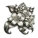 black and white hyacinth flower  tattoo design idea