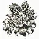 black and white hyacinth flower  tattoo design idea