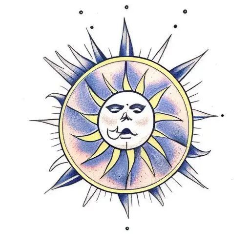 bow and arrow and sun tattoo design idea