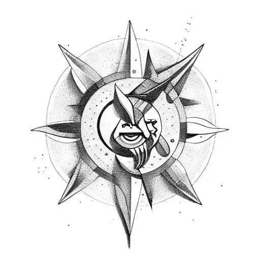 archer bow and arrow and sun tattoo design idea