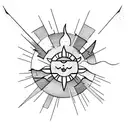 archer bow and arrow and sun tattoo design idea