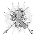 archer bow and arrow and sun tattoo design idea