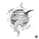 neptune planet with phoenix tattoo design idea