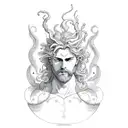 neptune with phoenix tattoo design idea