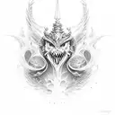 neptun with phoenix tattoo design idea