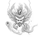 neptun with phoenix tattoo design idea