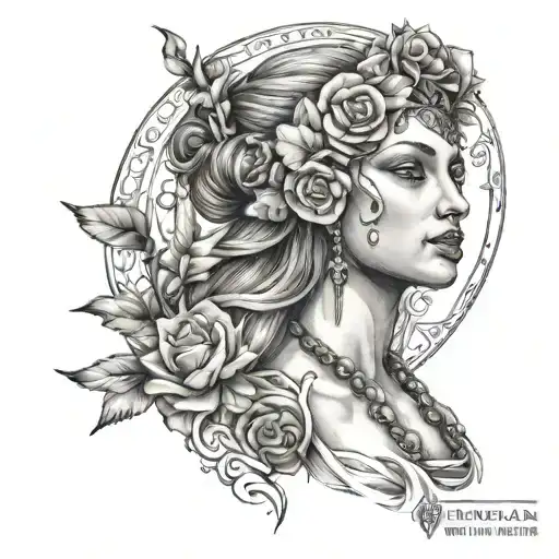 femida goddess with libra tattoo design idea